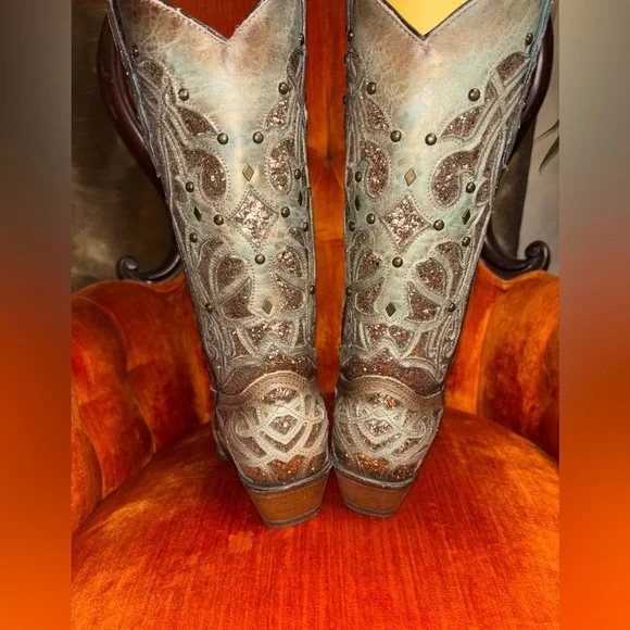 CORRAL WOMEN'S GOLDEN LUMINARY ROOTS WESTERN BOOTS - SNIP TOE 7.5 - Picture 5 of 8